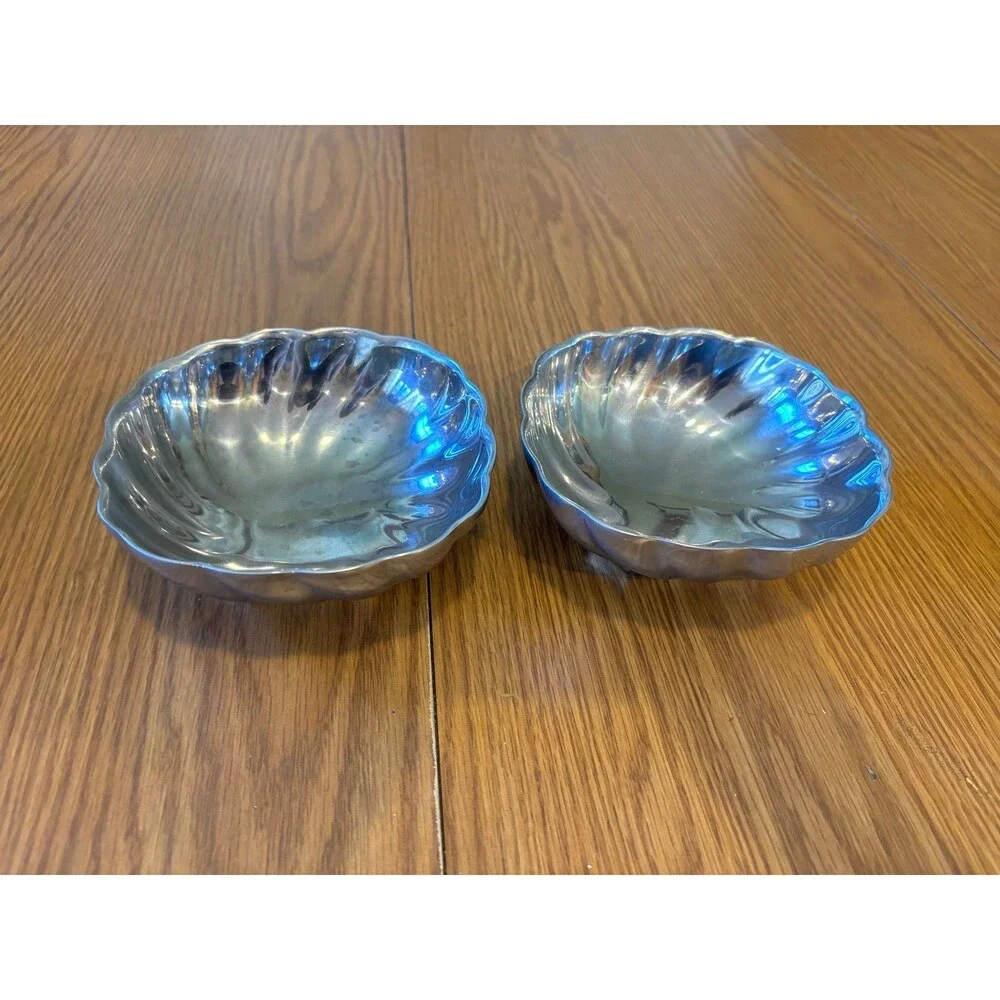 Wilton Armetale RWP pewter eddy Scalloped Bowls lot set 2 Small Snack dish